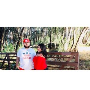 Red off the shoulder top!